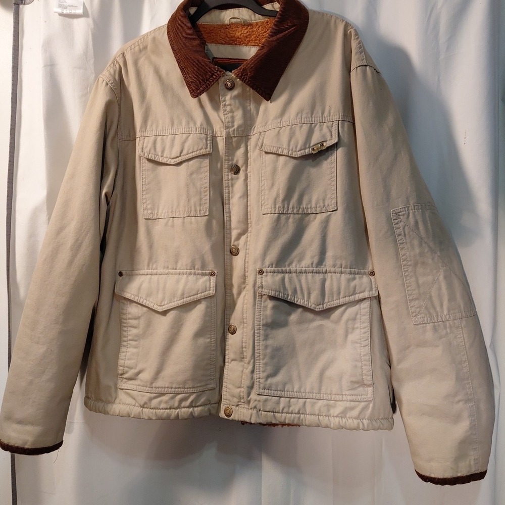 Mens Vintage Wrangler Barn Chore Work Coat Sherpa‎ Lined Corduroy Collar XL